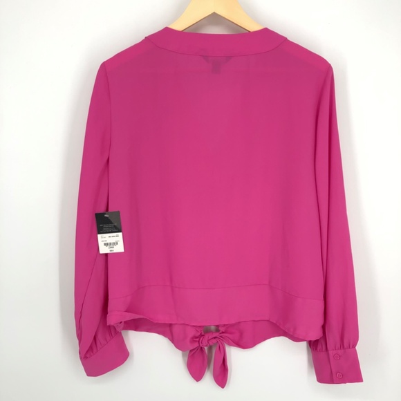 Project Runway Womens Top Size Large Pink Tie Waist V Neck Office Career Classic - Picture 7 of 11